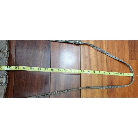 Antropologie Morgan Woven Suede Crossbody Bag Snakeskin Accents Tassel Boho - Picture 13 of 15